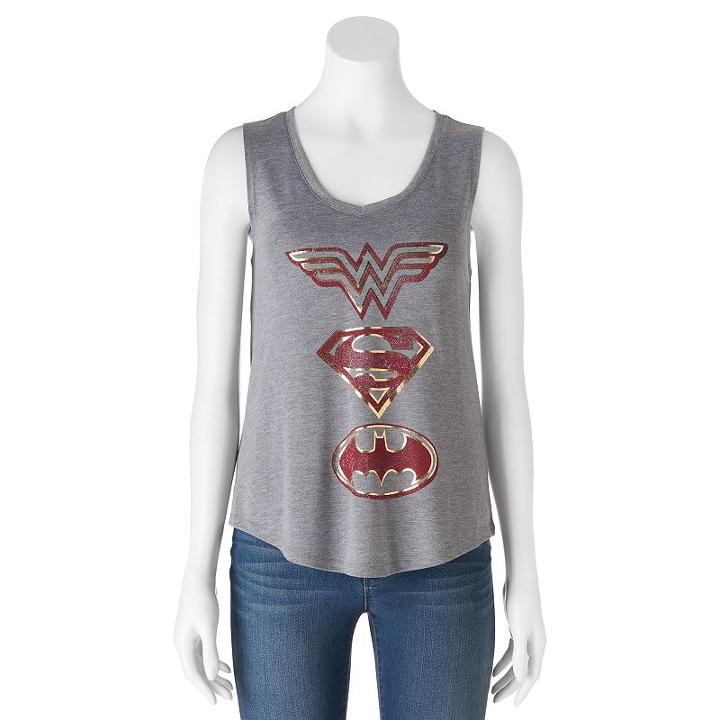 Juniors' Dc Comics Justice League Logos Graphic Tank, Girl's, Size: Large, Ovrfl Oth