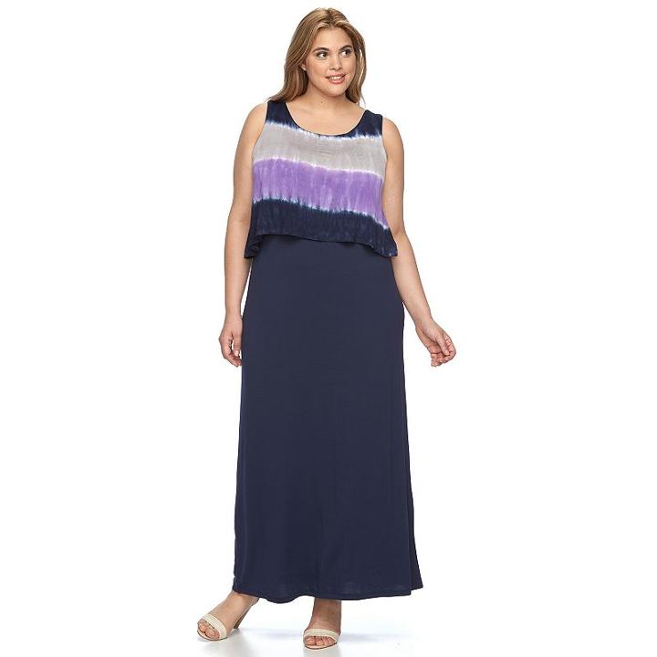Plus Size Design 365 Printed Popover Maxi Dress, Women's, Size: 1xl, Ovrfl Oth