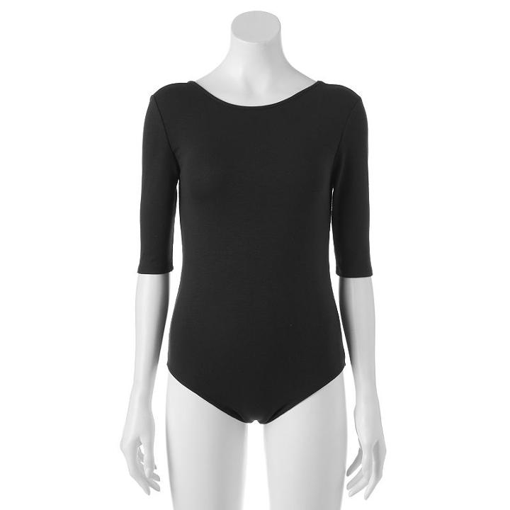 Women's Apt. 9 Solid Bodysuit, Size: Large, Black