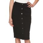 Women's Elle&trade; Button-front Pencil Skirt, Size: Xxl, Black