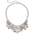 Composite Shell Beaded Statement Necklace, Women's, Med Grey