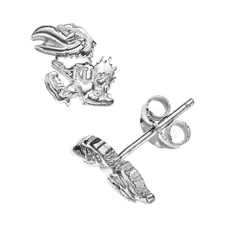 Dayna U Kansas Jayhawks Sterling Silver Logo Stud Earrings, Women's, Grey