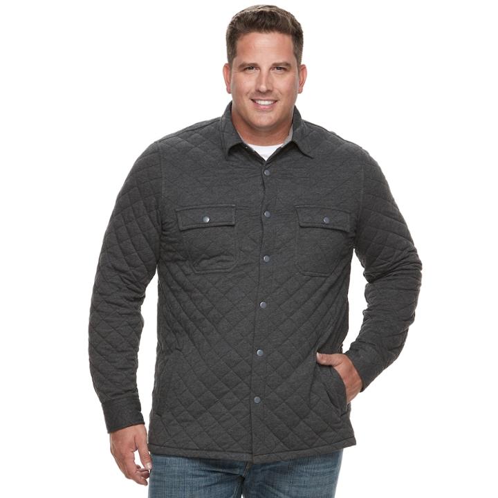 Big & Tall Croft & Barrow&reg; Classic-fit Quilted Shirt Jacket, Men's, Size: L Tall, Dark Grey