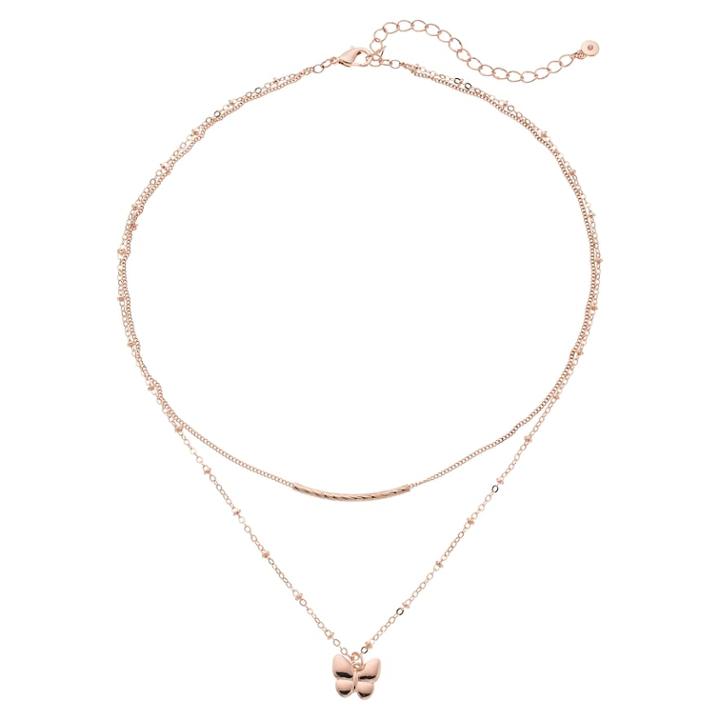 Lc Lauren Conrad Double Strand Butterfly Pendant Necklace, Women's, Light Pink