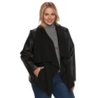 Plus Size Apt. 9&reg; Faux-leather Ribbed Sweater Jacket, Women's, Size: 2xl, Black