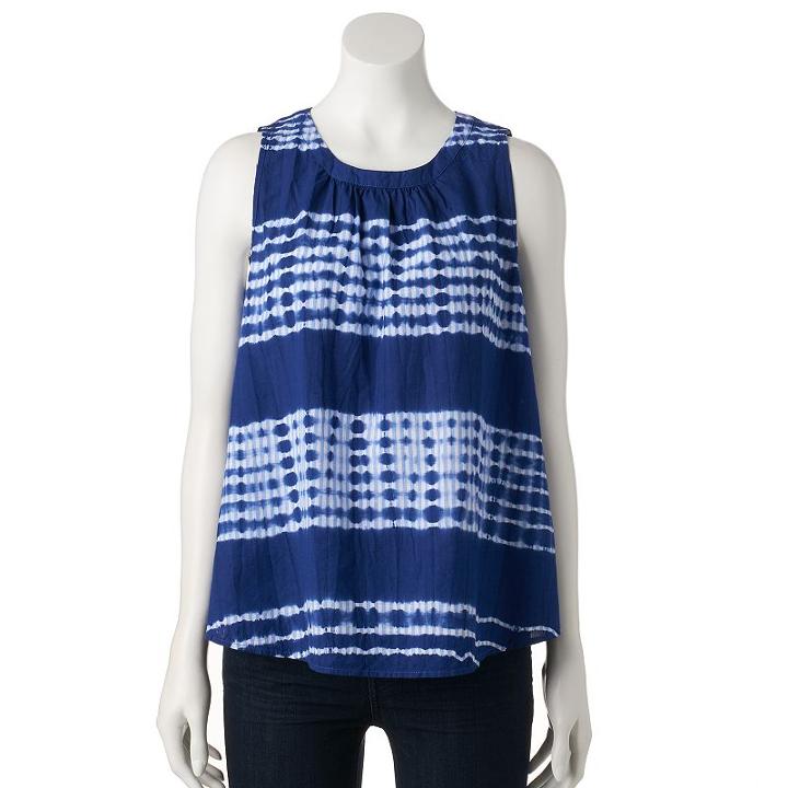 Women's Sonoma Goods For Life&trade; Tie-dye Striped Swing Tank, Size: Xs, Dark Blue