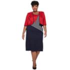 Plus Size Maya Brooke Asymmetrical Stripe Jacket & Dress Set, Women's, Size: 24 W, Dark Red