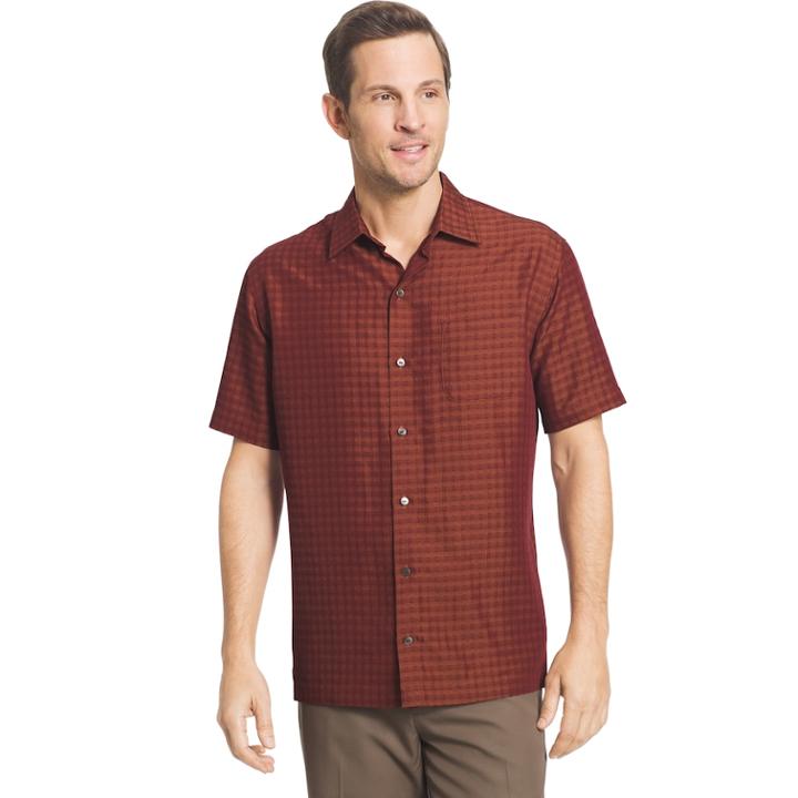 Men's Van Heusen Air Slim-fit Dobby Casual Button-down Shirt, Size: Large, Red