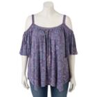 Juniors' Plus Size Mudd&reg; Crochet Off Shoulder Top, Girl's, Size: 2xl, Med Purple