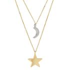 Everlasting Gold 10k Gold Moon & Star Layered Necklace, Women's, Size: 17, Yellow