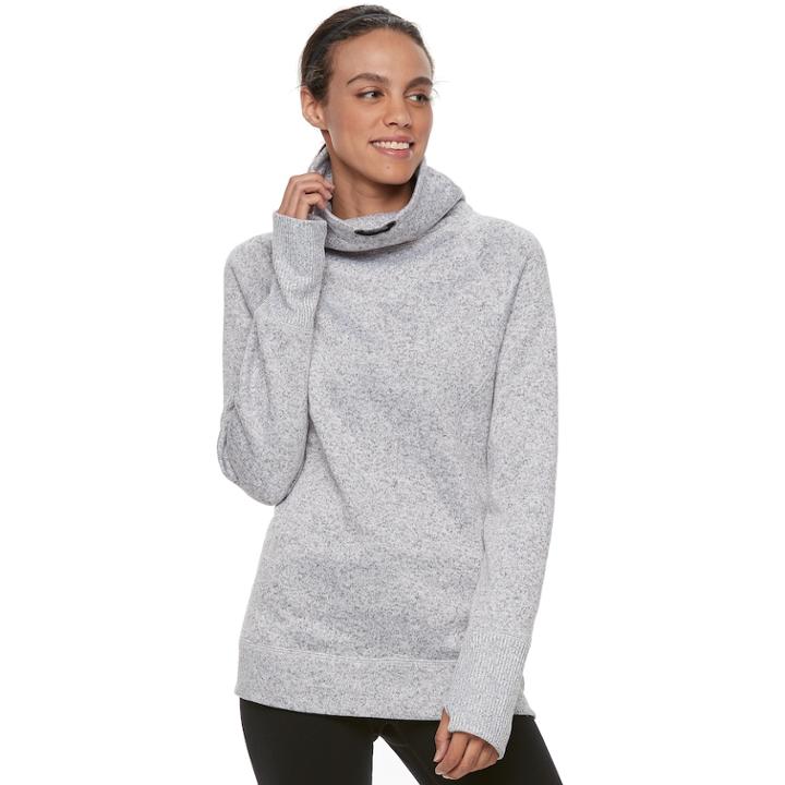 Women's Tek Gear Funnel-neck Fleece Jacket, Size: Small, Black