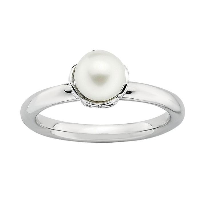 Stacks And Stones Sterling Silver Freshwater Cultured Pearl Stack Ring, Women's, Size: 5, White