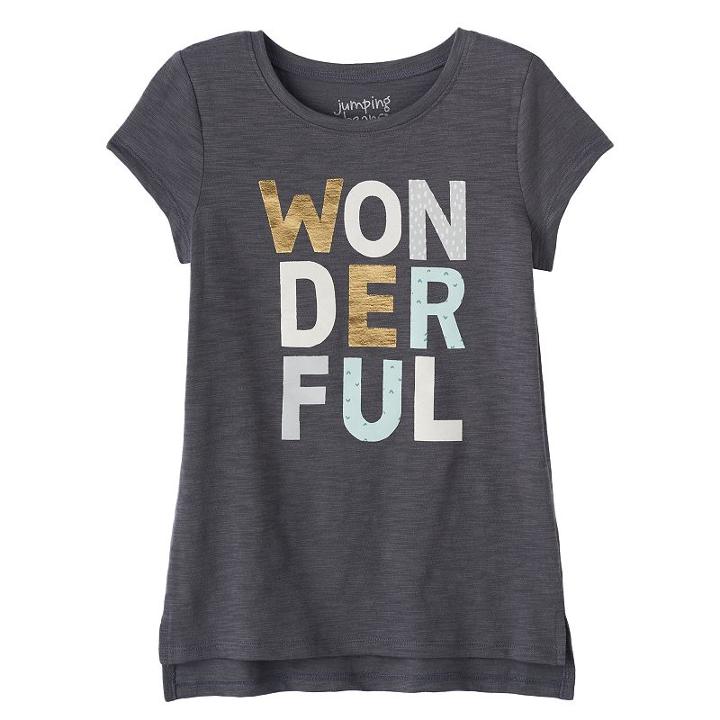 Girls 4-10 Jumping Beans&reg; Graphic Step Hem Tee, Girl's, Size: 7, Grey