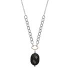 Onyx Sterling Silver Oval Necklace, Women's, Size: 19, Black