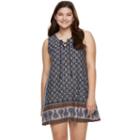 Juniors' Plus Size About A Girl Lace-up Swing Dress, Size: 2xl, Blue (navy)