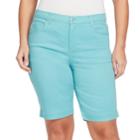 Plus Size Gloria Vanderbilt Amanda Embellished Bermuda Shorts, Women's, Size: 16 W, Turquoise/blue (turq/aqua)