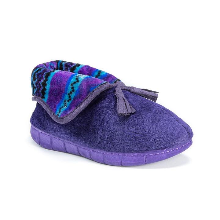 Muk Luks Rocker Sole Fleece Bootie Slippers, Women's, Size: Medium, Purple