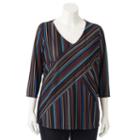 Plus Size Dana Buchman Striped Ribbed Top, Women's, Size: 3xl, Med Red