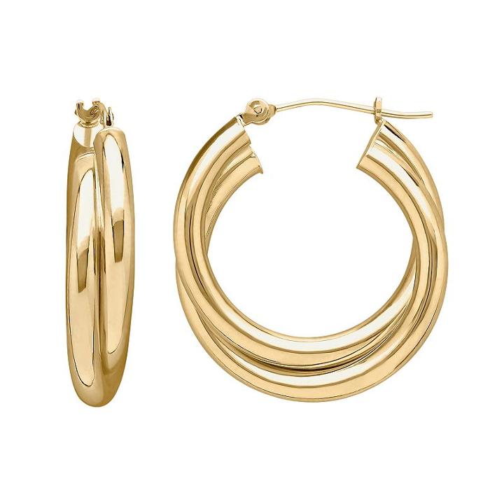 Everlasting Gold 14k Gold Double Hoop Earrings, Women's