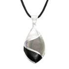 Sterling Silver Onyx And Mother-of-pearl Teardrop Pendant, Women's, Black