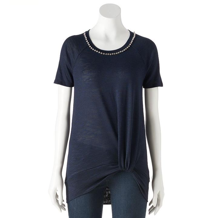 Women's Juicy Couture Embellished Twist Top, Size: Medium, Black