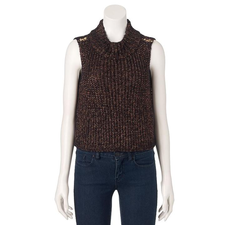 Women's Jennifer Lopez Metallic Crop Mockneck Sweater, Size: Xxl, Oxford