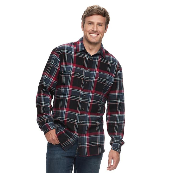 Big & Tall Sonoma Goods For Life&trade; Slim-fit Supersoft Flannel Button-down Shirt, Men's, Size: 3xl Tall, Black
