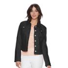 Women's Elle&trade; Ruffle Jean Jacket, Size: Xl, Black