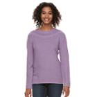 Women's Croft & Barrow&reg; Cable-knit Boatneck Sweater, Size: Large, Med Purple