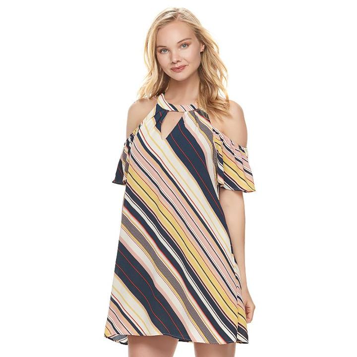 Juniors' Lily Rose Cold-shoulder Shift Dress, Teens, Size: Xl, Grey Other