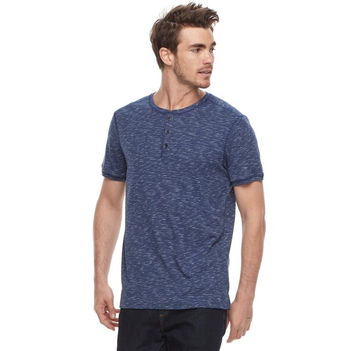 Men's Apt. 9&reg; Modern-fit Slubbed Henley, Size: Xxl, Blue