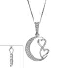 Love Is Forever Sterling Silver 1/7-ct. T.w. Diamond Double Heart And Moon Pendant, Women's, White