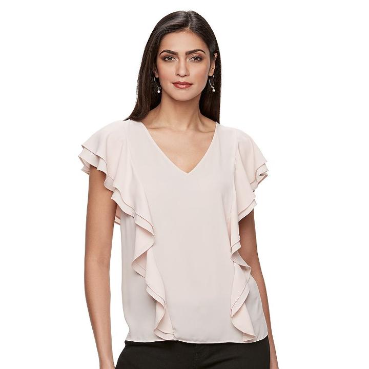 Women's Jennifer Lopez Ruffle Chiffon Top, Size: Medium, Orange