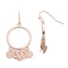 Lc Lauren Conrad Textured Disc Nickel Free Hoop Drop Earrings, Women's, Light Pink