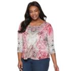 Plus Size World Unity Embellished High-low Tee, Women's, Size: 2xl, Pink