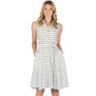 Women's Larry Levine Fit & Flare Stripe Dress, Size: Xl, White Oth