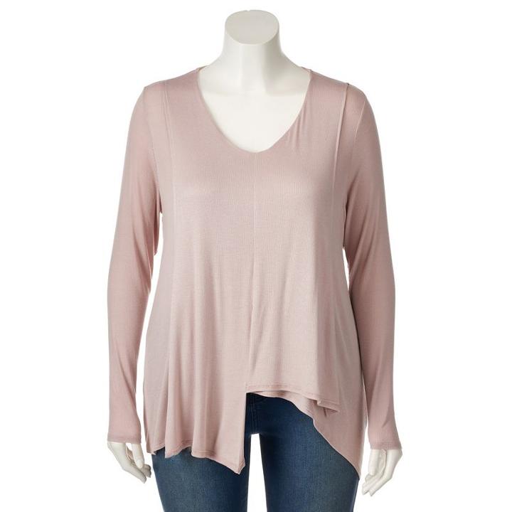 Plus Size Jennifer Lopez Draped Asymmetrical Top, Women's, Size: 0x, Pink