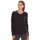 Women's Tek Gear&reg; Microfleece V-neck Sweatshirt, Size: Small, Black