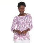 Women's Croft & Barrow&reg; Button-shoulder Boatneck Tee, Size: Medium, Lt Purple