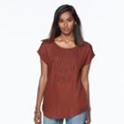 Women's Apt. 9&reg; Embellished Bar Back Tee, Size: Medium, Med Brown