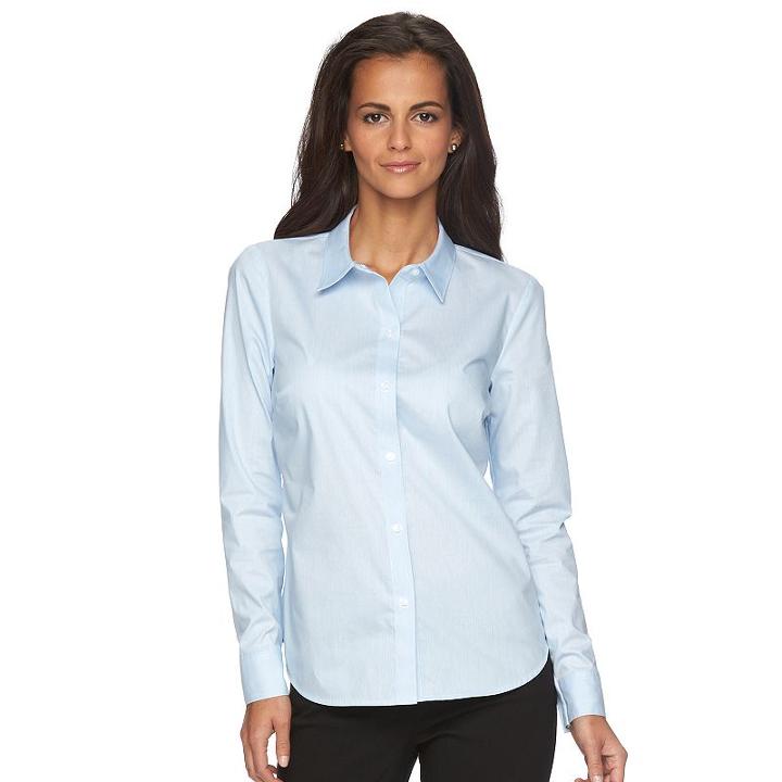 Petite Apt. 9&reg; Essential Wrinkle-resistant Shirt, Women's, Size: 14 Petite, Med Blue