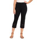 Women's Gloria Vanderbilt Amanda Lace-hem Capri Jeans, Size: 4, Black