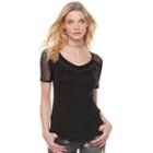 Women's Rock & Republic&reg; Mesh Grommet Tee, Size: Xs, Black
