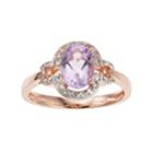 14k Rose Gold Over Silver Amethyst & White Topaz Oval Halo Ring, Women's, Size: 7, Purple
