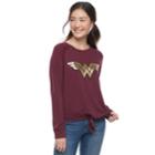 Juniors' Dc Comics Wonder Woman Tie-front Graphic Top, Size: Large, Lt Purple