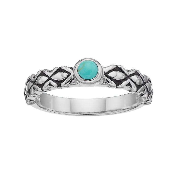 Sterling Silver Simulated Turquoise Ring, Women's, Size: 7, Blue