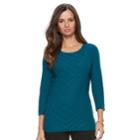 Women's Dana Buchman Diagonal Stripe Sweater, Size: Xs, Dark Blue