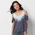 Petite Sonoma Goods For Life&trade; Cold-shoulder Tie-dye Tee, Women's, Size: M Petite, Dark Blue