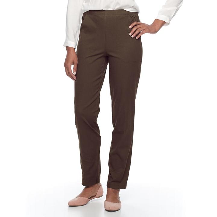Women's Croft & Barrow® Pull-on Pants, Size: L Long, Dark Brown