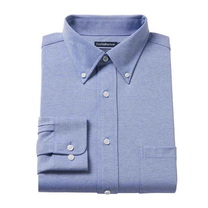 Men's Croft & Barrow&reg; True Comfort Regular-fit Stretch-collar Knit Dress Shirt, Size: 17-34/35, Light Blue
